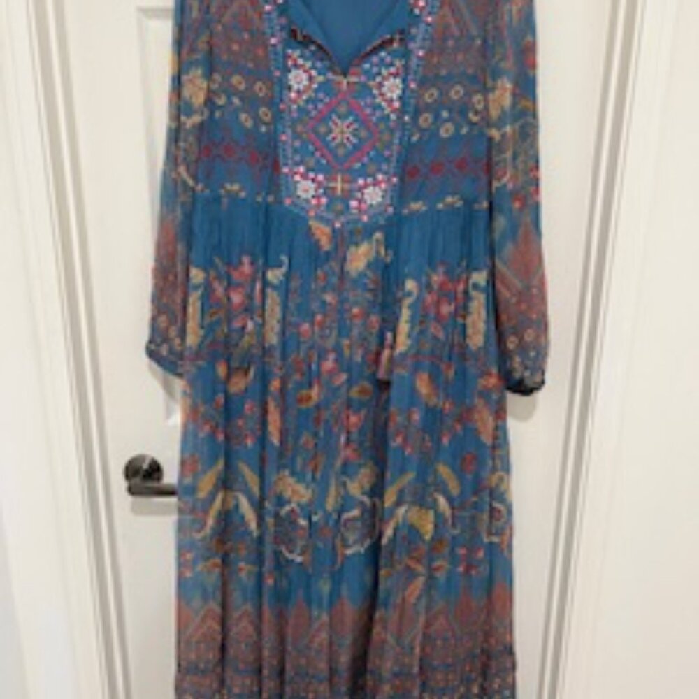 Soft Surroundings Blue Boho Maxi Dress M